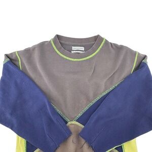 Urban Outfitters Women's M Colorblock Retro Cropped Sweatshirt Neon Stitching